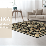 Ultra Soft Area Rug, Non Slip, Stain Resistant, Washable Area Rugs for Living Room, Bedroom, Elegant Floral Paisley Aesthetic(Black)