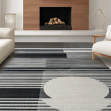 Ultra Soft Area Rug, Non Slip, Stain Resistant, Washable Area Rugs for Living Room, Bedroom, Contemporary Dual-Tone Linear Rug with Minimalist Graphic Design(Black)