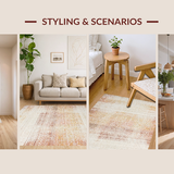 Ultra Soft Area Rug, Non Slip, Stain Resistant, Washable Area Rugs for Living Room, Bedroom, Modern Boho Rug:  Tan & Peach Tones(Beige)