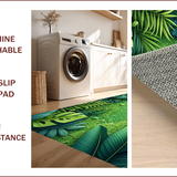 Ultra Soft Area Rug, Non Slip, Stain Resistant, Washable Area Rugs for Living Room, Bedroom, Tropical Palm Leaf Kitchen Non-Slip Runner Rug(Green)