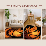 Ultra Soft Area Rug, Non Slip, Stain Resistant, Washable Area Rugs for Living Room, Bedroom, Bright Fiery Graphic Appeal(Orange)