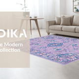 Ultra Soft Area Rug, Non Slip, Stain Resistant, Washable Area Rugs for Living Room, Bedroom, Sophisticated Ogee Patterned Delight(Purple)