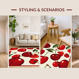 Ultra Soft Area Rug, Non Slip, Stain Resistant, Washable Area Rugs for Living Room, Bedroom, Quirky Cute Fruit-Inspired Decor(Red)