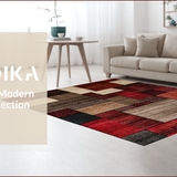 Ultra Soft Area Rug, Non Slip, Stain Resistant, Washable Area Rugs for Living Room, Bedroom, Harvest-Inspired Abstract Warm Tones(Red)