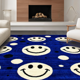 Ultra Soft Area Rug, Non Slip, Stain Resistant, Washable Area Rugs for Living Room, Bedroom, Vibrant Round Funky Art(Blue)
