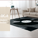 Ultra Soft Area Rug, Non Slip, Stain Resistant, Washable Area Rugs for Living Room, Bedroom, Retro Vinyl Record Non-Slip Area Rug(Black) - ODIKA