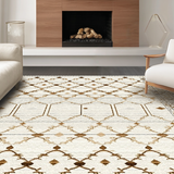 Ultra Soft Area Rug, Non Slip, Stain Resistant, Washable Area Rugs for Living Room, Bedroom, Contemporary Warm Toned Geometric(Beige)