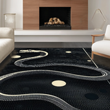 Ultra Soft Area Rug, Non Slip, Stain Resistant, Washable Area Rugs for Living Room, Bedroom, Stylish Monochrome Animal Print(Black)
