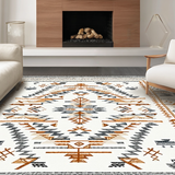 Ultra Soft Area Rug, Non Slip, Stain Resistant, Washable Area Rugs for Living Room, Bedroom, Sophisticated Monochrome Ethnic Design(Ivory)