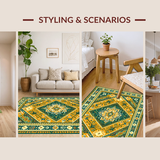 Ultra Soft Area Rug, Non Slip, Stain Resistant, Washable Area Rugs for Living Room, Bedroom, Stylish Cozy Tiled Composition(Gold)