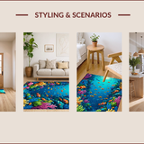 Ultra Soft Area Rug, Non Slip, Stain Resistant, Washable Area Rugs for Living Room, Bedroom, Playful Ocean Theme Kindergarten Home Decor Rug(Blue)