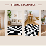 Ultra Soft Area Rug, Non Slip, Stain Resistant, Washable Area Rugs for Living Room, Bedroom, Modern Black and White Living Room Washable Rug(Black)
