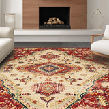 Ultra Soft Area Rug, Non Slip, Stain Resistant, Washable Area Rugs for Living Room, Bedroom, Cozy Earth Tone Motif(Red)