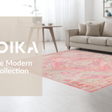 Ultra Soft Area Rug, Non Slip, Stain Resistant, Washable Area Rugs for Living Room, Bedroom, Lush Cozy Ogee Inspired Art(Pink)