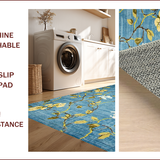 Ultra Soft Area Rug, Non Slip, Stain Resistant, Washable Area Rugs for Living Room, Bedroom, Elegant Yellow Trellis Pattern(Blue)