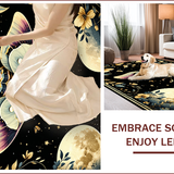 Ultra Soft Area Rug, Non Slip, Stain Resistant, Washable Area Rugs for Living Room, Bedroom, Celestial Vintage Floral Elegance(Gold)
