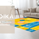 Ultra Soft Area Rug, Non Slip, Stain Resistant, Washable Area Rugs for Living Room, Bedroom, Eclectic Abstract Linear Composition(Yellow)