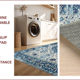 Ultra Soft Area Rug, Non Slip, Stain Resistant, Washable Area Rugs for Living Room, Bedroom, Stylish Blue Accented Geometric Pattern(Blue)