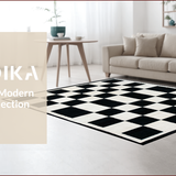 Ultra Soft Area Rug, Non Slip, Stain Resistant, Washable Area Rugs for Living Room, Bedroom, Contemporary Lattice Patterned Elegance(Black)