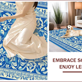 Ultra Soft Area Rug, Non Slip, Stain Resistant, Washable Area Rugs for Living Room, Bedroom, Floral Farmhouse Non-Shedding(Blue)