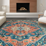 Ultra Soft Area Rug, Non Slip, Stain Resistant, Washable Area Rugs for Living Room, Bedroom, Rustic Coastal Inspired Design(Orange)