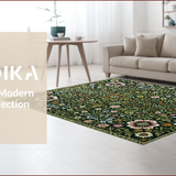 Ultra Soft Area Rug, Non Slip, Stain Resistant, Washable Area Rugs for Living Room, Bedroom, Vibrant Botanical Nursery Ultra Thin Floor Carpet(Green)