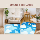 Ultra Soft Area Rug, Non Slip, Stain Resistant, Washable Area Rugs for Living Room, Bedroom, Serene Blue and White Fusion(Blue)