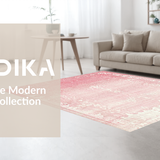Ultra Soft Area Rug, Non Slip, Stain Resistant, Washable Area Rugs for Living Room, Bedroom, Modern Bow Scallop Accent Rug with Coquette Ribbon and Preppy Detailing(Pink)