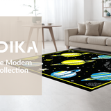 Ultra Soft Area Rug, Non Slip, Stain Resistant, Washable Area Rugs for Living Room, Bedroom, Stellar Playful Universe Artwork(Yellow)