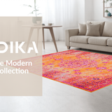 Ultra Soft Area Rug, Non Slip, Stain Resistant, Washable Area Rugs for Living Room, Bedroom, Elegant Ogee Style with Rich Hues(Orange)