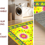 Ultra Soft Area Rug, Non Slip, Stain Resistant, Washable Area Rugs for Living Room, Bedroom, Bright Cheerful Radiant Composition(Yellow)