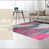 Ultra Soft Area Rug, Non Slip, Stain Resistant, Washable Area Rugs for Living Room, Bedroom, Contemporary Vibrant Geometric Motif(Gray)