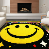 Ultra Soft Area Rug, Non Slip, Stain Resistant, Washable Area Rugs for Living Room, Bedroom, Trippy Monochrome Abstract Design(Yellow)