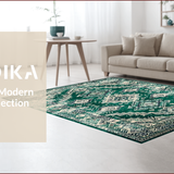 Ultra Soft Area Rug, Non Slip, Stain Resistant, Washable Area Rugs for Living Room, Bedroom, Stylish Light Toned Trellis Design(Green)