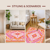 Ultra Soft Area Rug, Non Slip, Stain Resistant, Washable Area Rugs for Living Room, Bedroom, Transitional Patterned Warmth and Color(Orange)