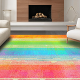 Ultra Soft Area Rug, Non Slip, Stain Resistant, Washable Area Rugs for Living Room, Bedroom, Playful Soft Green Geometric Motif(Orange)