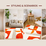 Ultra Soft Area Rug, Non Slip, Stain Resistant, Washable Area Rugs for Living Room, Bedroom, Transitional Soft Tone Geometry(Orange)