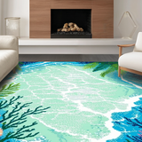 Ultra Soft Area Rug, Non Slip, Stain Resistant, Washable Area Rugs for Living Room, Bedroom, Coastal Vibrant Starfish Motif(Blue)