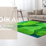 Lush Green Textured Moss Motif(Green)