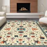 Ultra Soft Area Rug, Non Slip, Stain Resistant, Washable Area Rugs for Living Room, Bedroom, Intricate Floral Boho Display(Beige)