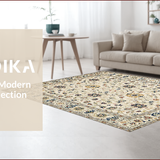 Ultra Soft Area Rug, Non Slip, Stain Resistant, Washable Area Rugs for Living Room, Bedroom, Elegant Creamy Floral Fusion(Beige)