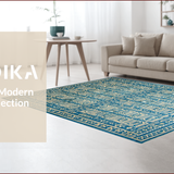 Ultra Soft Area Rug, Non Slip, Stain Resistant, Washable Area Rugs for Living Room, Bedroom, Luxurious Vintage Tiled Aesthetic(Blue)