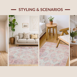Ultra Soft Area Rug, Non Slip, Stain Resistant, Washable Area Rugs for Living Room, Bedroom, Charming Blush Abstract Elements(Pink)