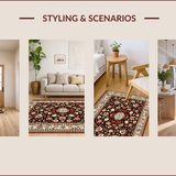 Ultra Soft Area Rug, Non Slip, Stain Resistant, Washable Area Rugs for Living Room, Bedroom, Brown Cream French-Style Bedroom Plush Medallion Carpet(Black)