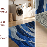 Ultra Soft Area Rug, Non Slip, Stain Resistant, Washable Area Rugs for Living Room, Bedroom, Bold Geometric Layered Visuals(Blue)