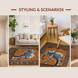 Ultra Soft Area Rug, Non Slip, Stain Resistant, Washable Area Rugs for Living Room, Bedroom, Contemporary Abstract Elephant Design(Brown)