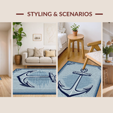 Ultra Soft Area Rug, Non Slip, Stain Resistant, Washable Area Rugs for Living Room, Bedroom, Vibrant Coastal Nautical Scene(Blue)