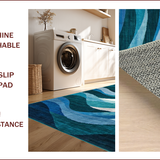 Ultra Soft Area Rug, Non Slip, Stain Resistant, Washable Area Rugs for Living Room, Bedroom, Sophisticated Abstract Teal Geometry(Blue)
