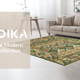 Ultra Soft Area Rug, Non Slip, Stain Resistant, Washable Area Rugs for Living Room, Bedroom, Lively Trellis Design in Greens(Brown)