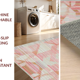 Ultra Soft Area Rug, Non Slip, Stain Resistant, Washable Area Rugs for Living Room, Bedroom, Chic Bow Theme Rug with Layered Ribbon Pattern and Graphic Preppy Elements(Pink)